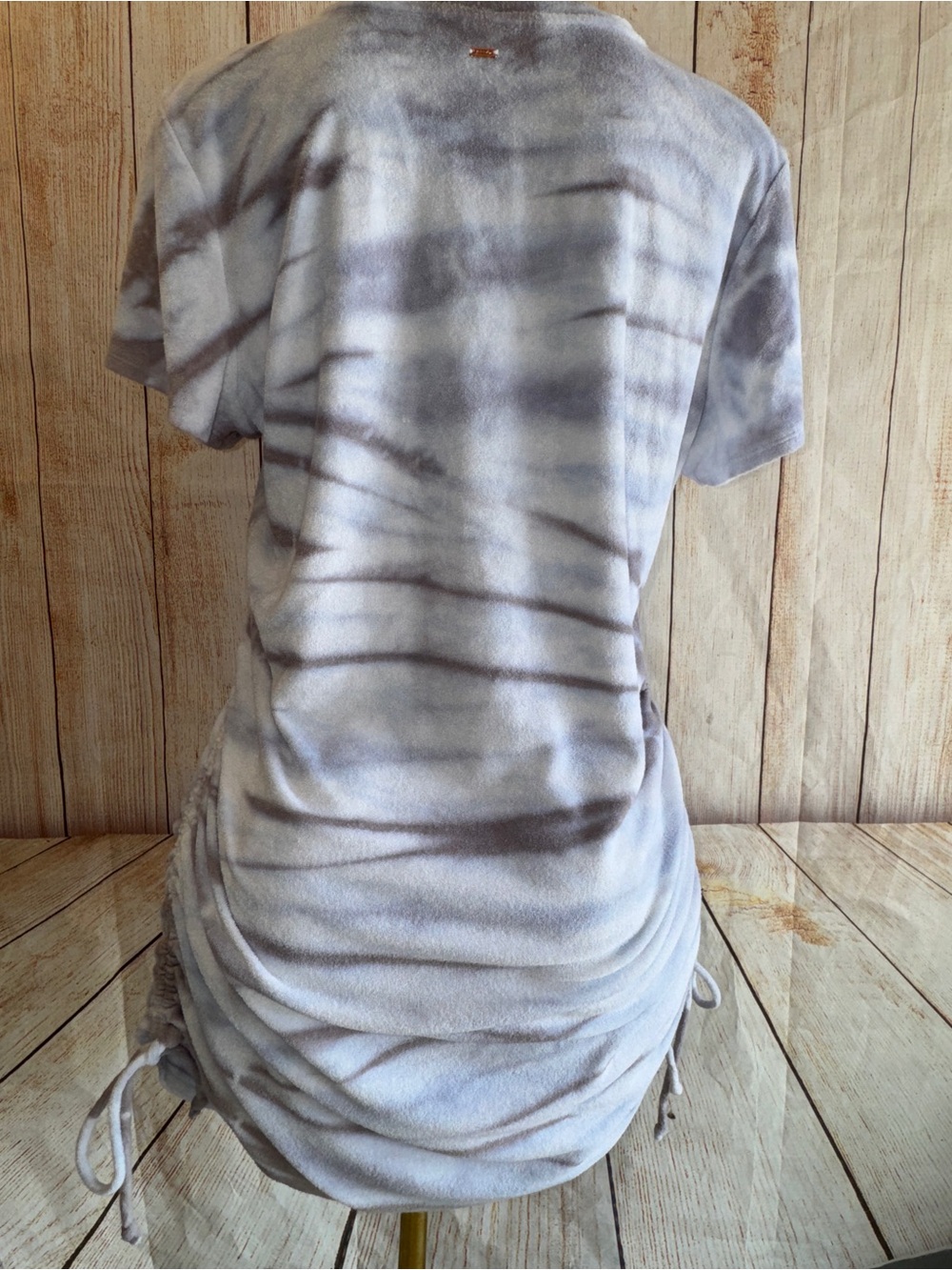 PINK Victoria's Secret Blue & Gray Tie-Dye Side-Ruched Terry clothSwim Cover-Up - Picture 6 of 9